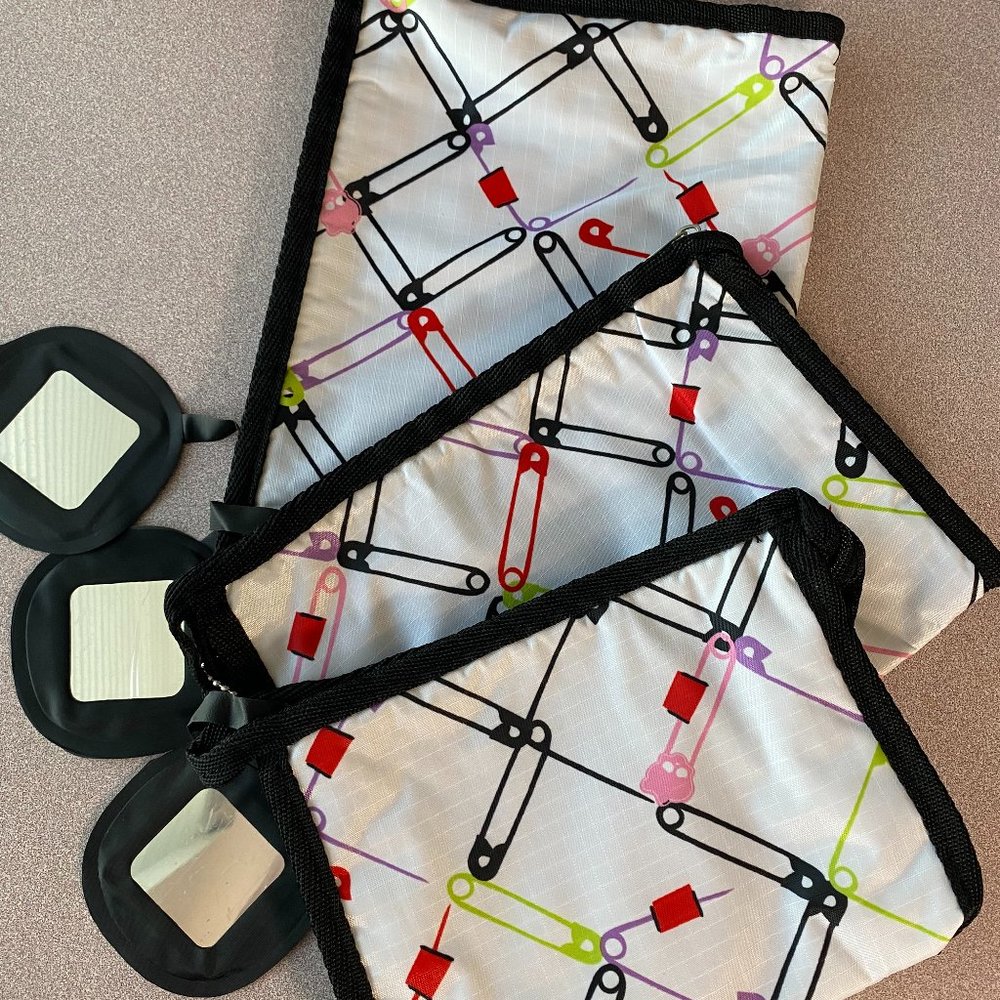 Donna Moore DM Cosmetic zippered Make Up Bag with mirror Unisex set of 3 - Picture 9 of 10